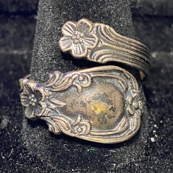 Ring Spoon Wrap Size 10 Adjustable Bypass Women Sterling Silver 925 6 Grams - Picture 1 of 10